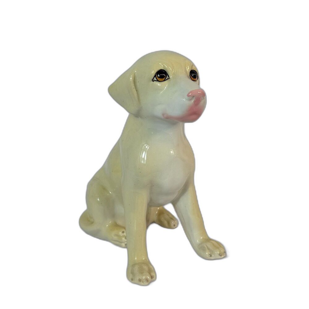 VTG Large Labrador Retriever Puppy Sitting Ceramic Sculpture Figurine Unmarked